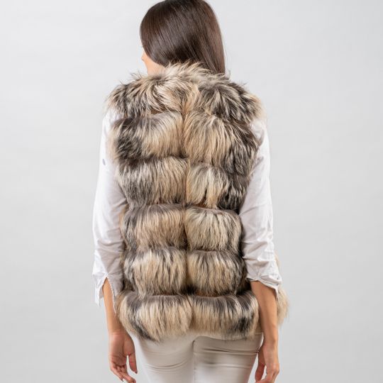 Natural Cross Fox Fur Vest