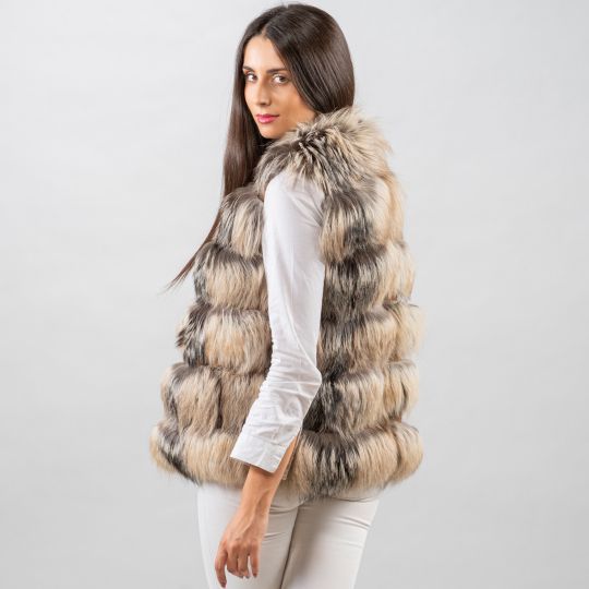 Natural Cross Fox Fur Vest