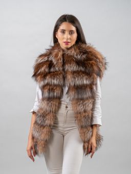 Horizontal Layer Crystal Fox Fur Vest