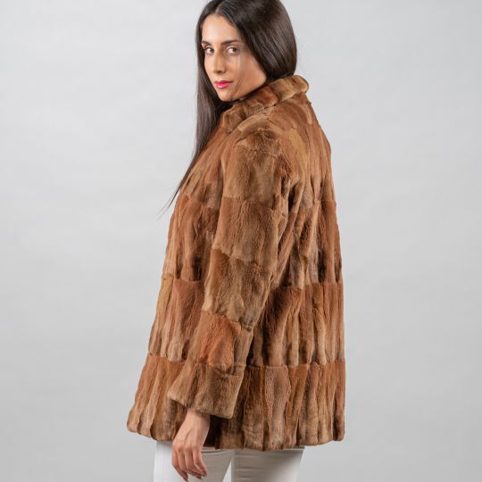 Beige Hair Cut Fox Fur Jacket