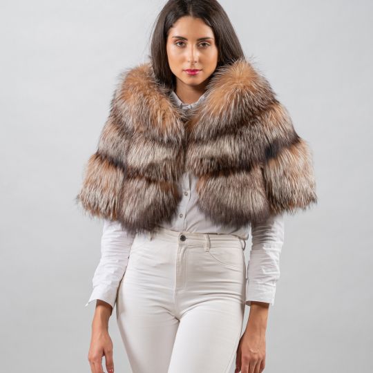 Elegant Crystal Fox Fur Stole