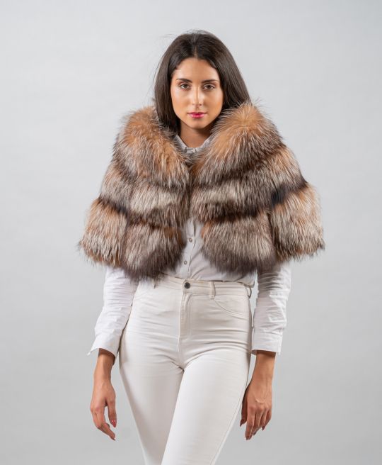 Elegant Crystal Fox Fur Stole