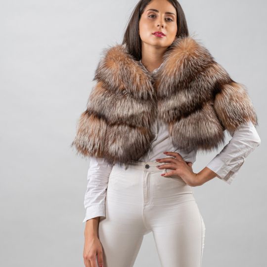 Elegant Crystal Fox Fur Stole