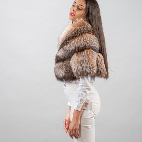 Elegant Crystal Fox Fur Stole