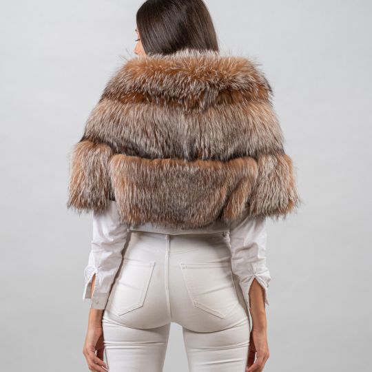 Elegant Crystal Fox Fur Stole