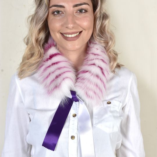 White Pink Fox Fur Neckband