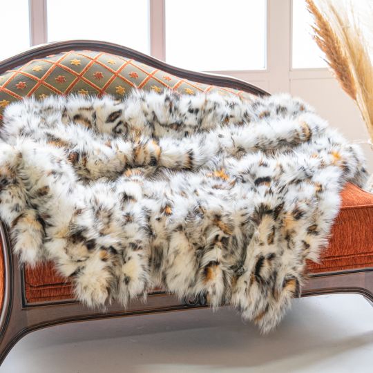 Shadow Fox Fur Throw Blanket