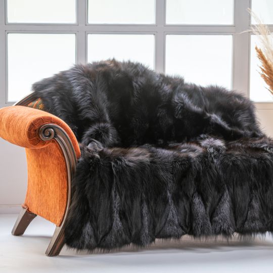 Shadow Fox Fur Throw Blanket