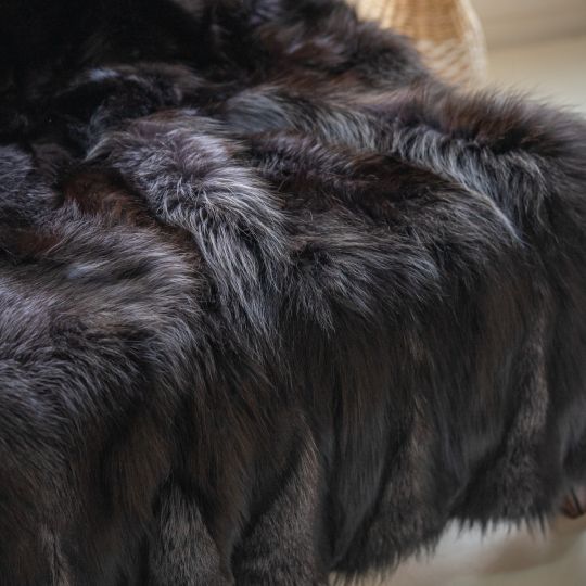 Shadow Fox Fur Throw Blanket