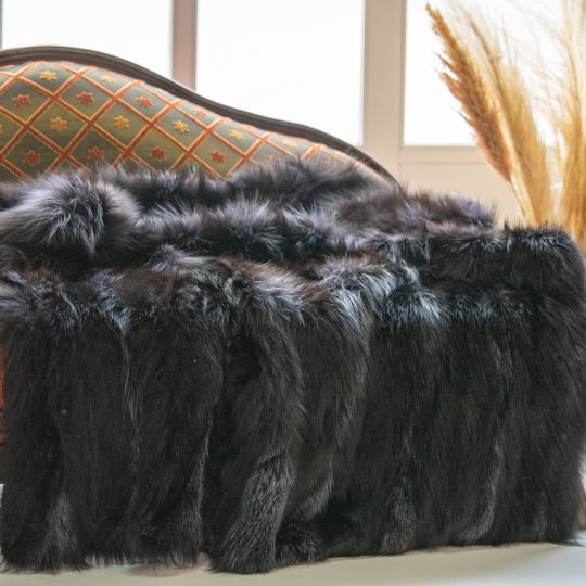 Shadow Fox Fur Throw Blanket