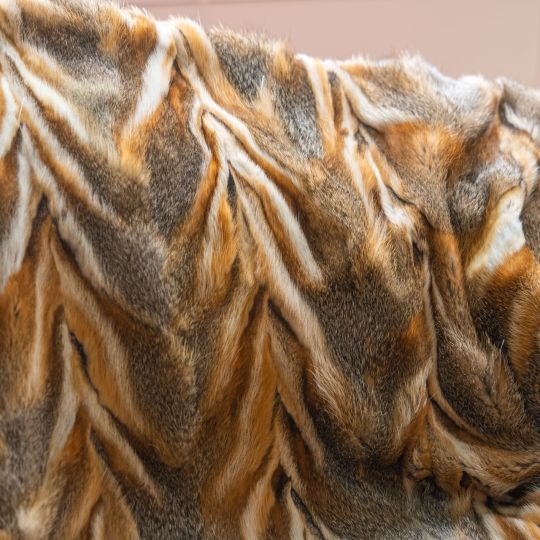 Grey Fox Fur Blanket in Natural Color