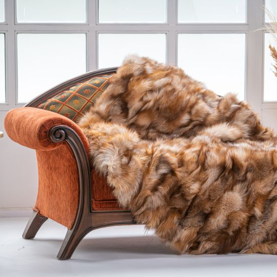 Crystal Fox Fur Throw Blanket