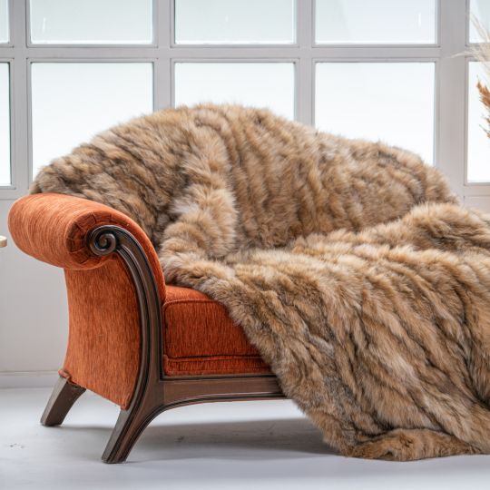 Natural Lynx Fur Throw Blanket