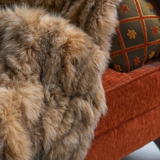 Natural Lynx Fur Throw Blanket