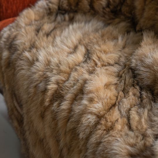 Natural Lynx Fur Throw Blanket