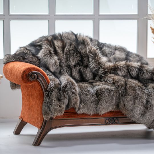 Natural Lynx Fur Throw Blanket