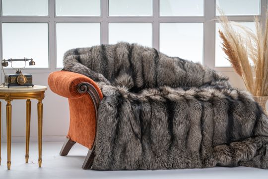 Natural Lynx Fur Throw Blanket