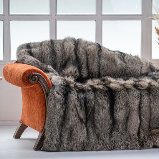 Natural Lynx Fur Throw Blanket