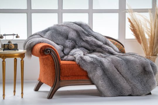 Natural Lynx Fur Throw Blanket