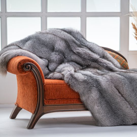 Natural Lynx Fur Throw Blanket