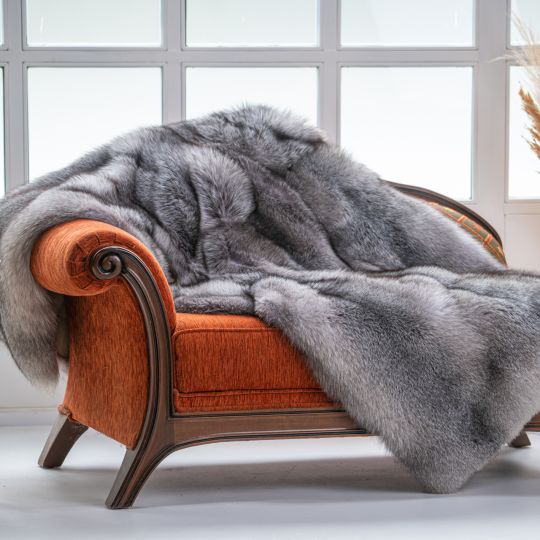 Natural Lynx Fur Throw Blanket