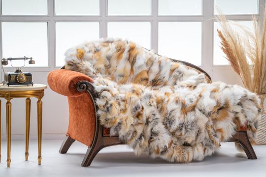 Red Fox Fur Throw Blanket