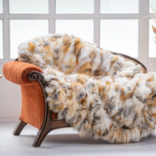 Red Fox Fur Throw Blanket