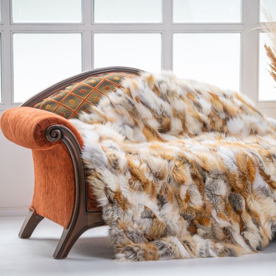 Red Fox Fur Throw Blanket