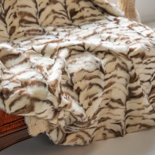 Real Stone Marten Fur Throw Blanket