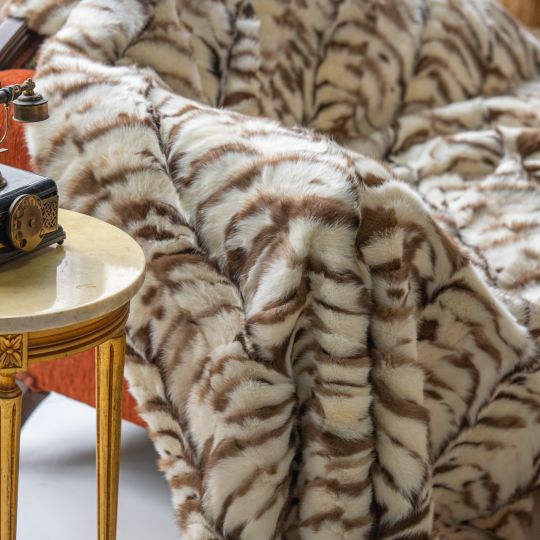 Real Stone Marten Fur Throw Blanket