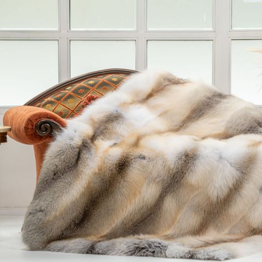 Fawn Light Fox Fur Blanket