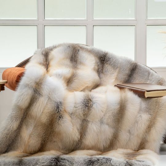 Fawn Light Fox Fur Blanket