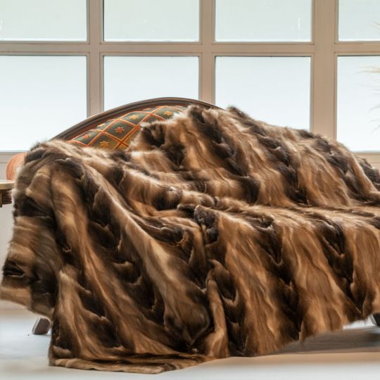 Real Marten Fur Throw Blanket