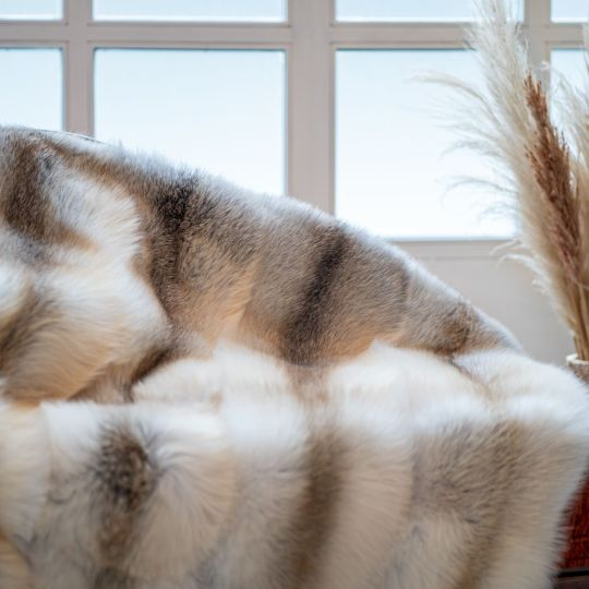 Fawn Light Fox Fur Blanket