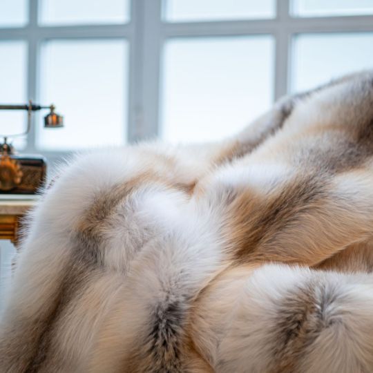 Fawn Light Fox Fur Blanket