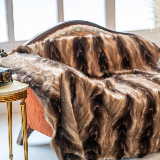 Real Marten Fur Throw Blanket