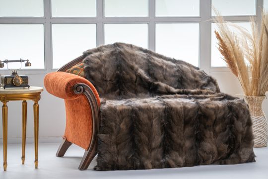 Brown Frost Fox Fur Throw Blanket