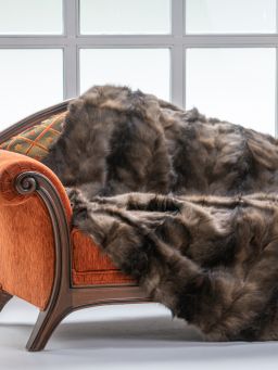 Brown Frost Fox Fur Throw Blanket