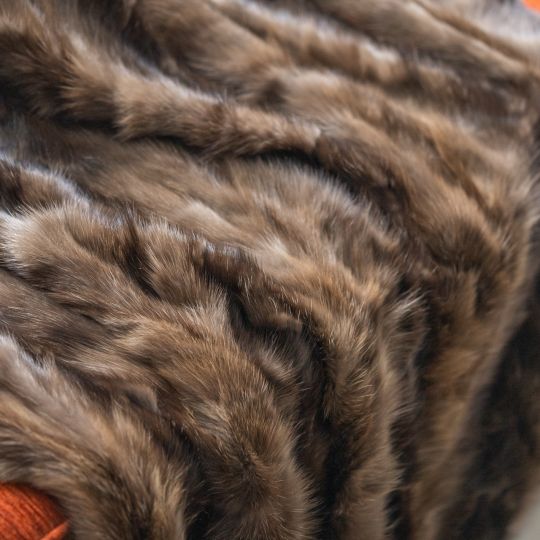 Brown Frost Fox Fur Throw Blanket