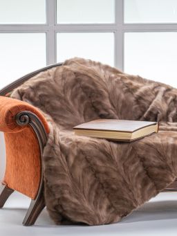 Light Brown Mink Fur Throw Blanket