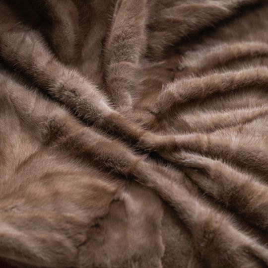 Light Brown Mink Fur Throw Blanket