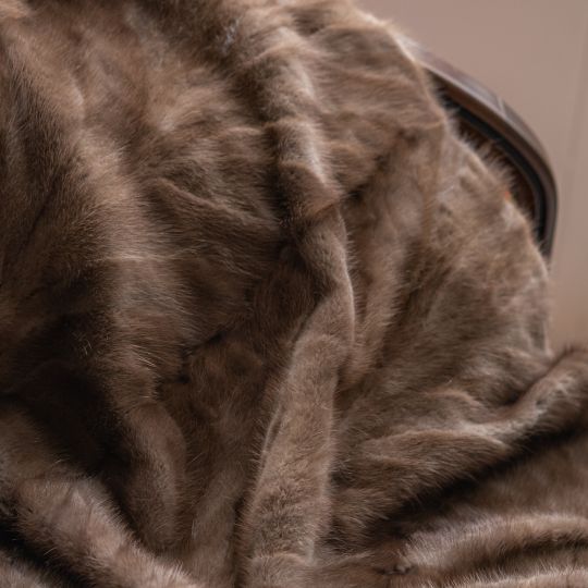 Light Brown Mink Fur Throw Blanket