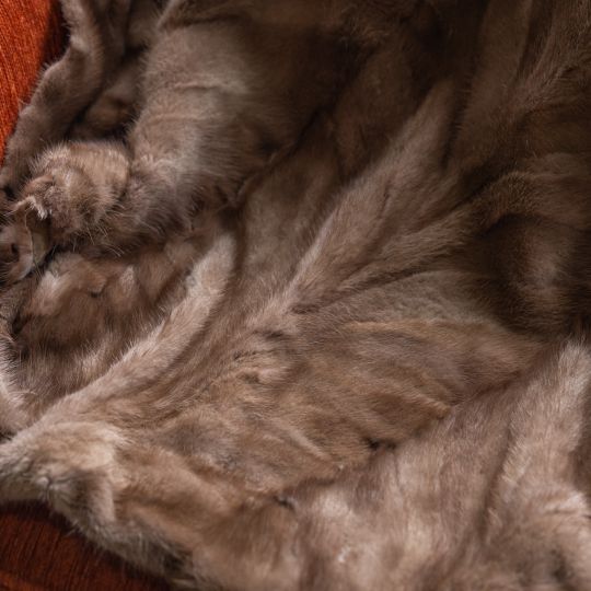 Light Brown Mink Fur Throw Blanket