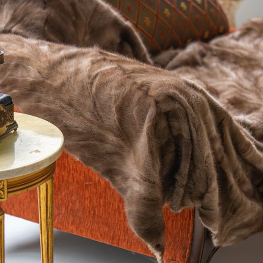 Light Brown Mink Fur Throw Blanket