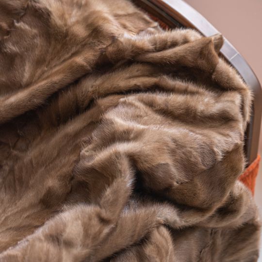 Brown Frost Fox Fur Throw Blanket