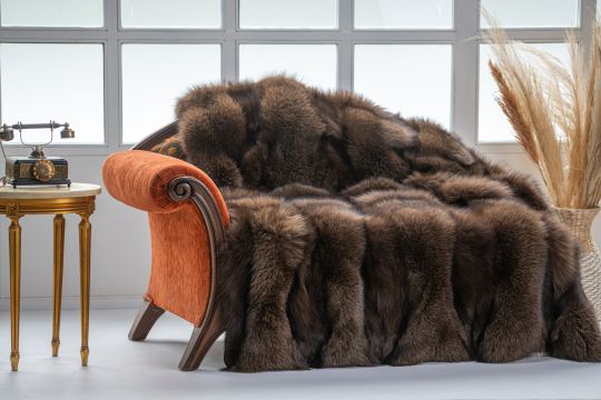 Brown Frost Fox Fur Throw Blanket