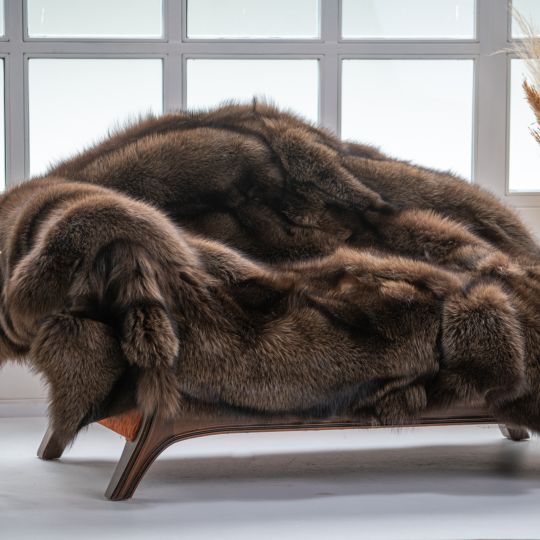 Brown Frost Fox Fur Throw Blanket