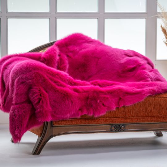 Pink Fox Fur Throw Blanket