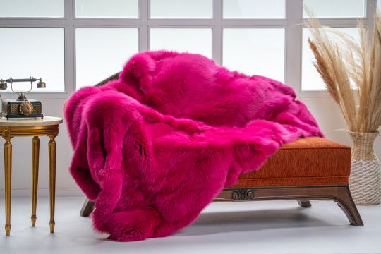 Pink Fox Fur Throw Blanket