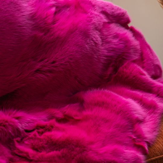 Pink Fox Fur Throw Blanket